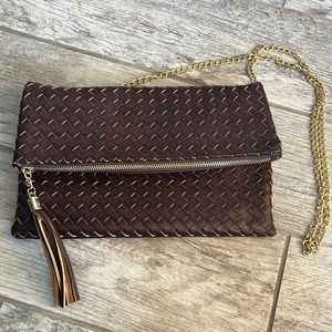 Brown crossbody fold over bag